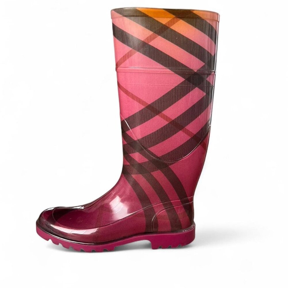 Burberry Pink Exploded Check Pattern Rainboots Si… - image 1
